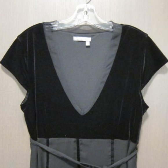 Black Velvet and Sheer Overlay Party Dress - Picture 3 of 5